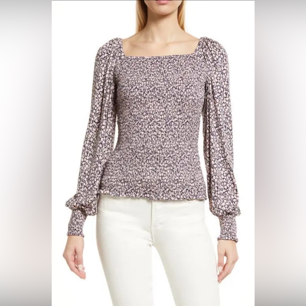 Boden Floral Smocked Blouse